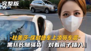 杜美莎-保时捷车上凌辱车震黑丝长腿骚货对着镜子插入